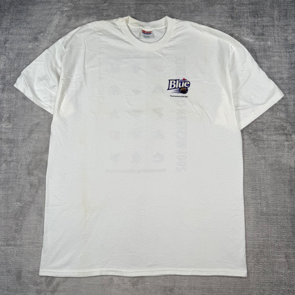 Labatt Blue Shirt Mens XL White Vintage 2001 NHL Western Conference Graphic